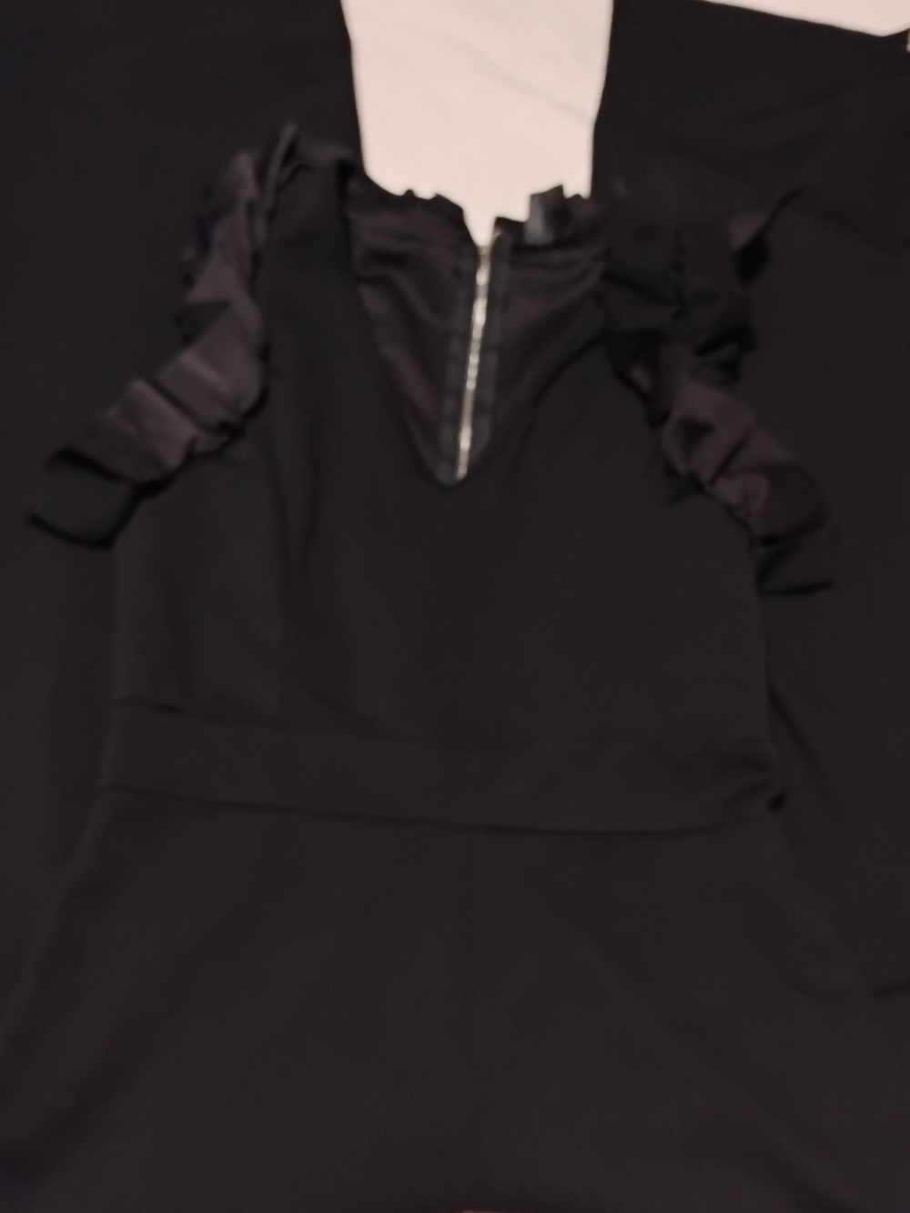 Black Ruffle V-Neck Jumpsuit - Picture 2 of 4